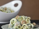 Lemon caper pasta with goat cheese croutons