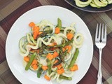 Roasted sweet potato and asparagus pasta