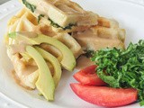 Tahini kale chiffonade and stuffed waffles