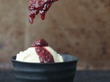 Vanilla Whiskey Ice Cream with Raspberry Sauce