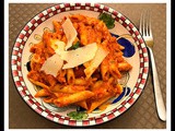 Roasted red bellpepper penne pasta