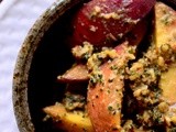 Sweet peaches in almond minto pesto