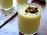 Mango pannacotta with jaggery glazed nuts