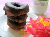 Old fashioned doughnuts with chocolate glaze