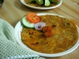 Yelllow pumpkin and coriander leaves paratha