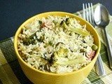 Broccoli Peas Pulao using Coconut Milk / Broccoli Peas Coconut Milk Pulao