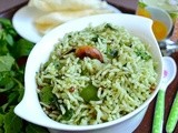 Mint Rice / Pudina Sadham / Mint Rice With Capsicum - Easy Lunch Box Recipe