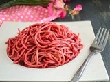 Roasted Beets And Garlic Pasta / Roasted Beets Pasta / Pink Pasta