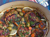 Chicken and Olives Recipe Braised in Lodge Cast Iron Dutch Oven
