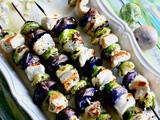 Grilled Chicken Kabob Recipe with Potatoes, Brussels Sprouts, Feta