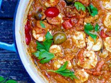 Italian Spicy Shrimp with Olives over Zoodles