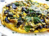 Open Faced Healthy Frittata with Purple Potatoes, Shallots, Arugula