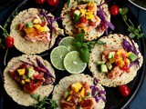 Pan-Seared Salmon Tacos with Tomato Mango Salsa