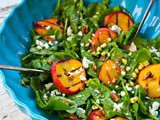 Spinach Salad with Grilled Peaches, Peach Vinaigrette