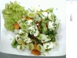 Boiled mixed vegetable with leek and cheese salad