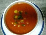 Grilled red pepper and corn kernels soup