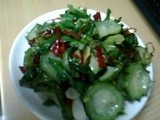 Quick stir fried ridge guard with herb and red chili