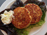 Feta & quinoa patties with hazelnut labneh