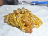 Linguine al gorgonzola e gianciale e premi