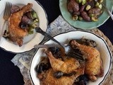 Braised Chicken Legs with Prunes, Brandy & Dijon