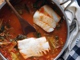 Poached Cod with Tomatoes & Escarole