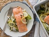 Slow Roasted Salmon with Escarole, Capers & Lemon