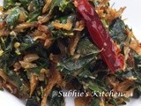 Ponnaganni Keerai Nethilli  Karuvadhu Poriyal-Sayur goreng Ikan Bilis