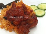 Tomato Purée Pulao with Red Honeyed Chicken-Nasi Tomato Puri -Ayam Masak Merah Madu