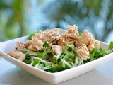 Salad of cucumber & mixed leaves with Asian chicken