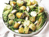 Bbq Charred Lettuce Salad with Vegan Goat's Cheese, New Potatoes & Asparagus