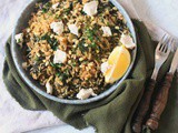 Greek Spinach Rice with Vegan Feta
