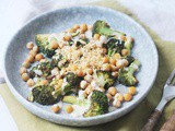 Roasted Broccoli and Chickpea Caesar Salad