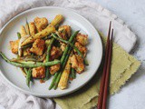 Sesame Tofu with Green Beans and Baby Sweetcorn