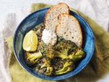 Spicy Spinach and Lentil Stew with Roasted Broccoli (vegan)