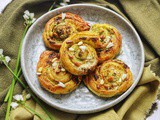 Three Cornered Leek Pesto Pinwheels