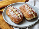 Vegan Finger Doughnuts filled with Custard and Jam