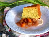 Blood Orange Olive Oil Cake with Rhubarb-Blood Orange Compote and Creme Anglaise