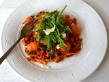 Duck Egg Pasta with ‘Nduja Sausage, Grape Tomatoes and Arugula