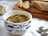 Garlic and Puy Lentil Soup with Smoked Paprika and Spicy Greens