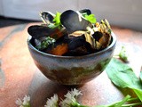Mussels with Wild Garlic, Grape Tomatoes, and Guanciale