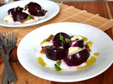 Roasted Beets with Homemade Ricotta, Crispy Bacon, and Basil