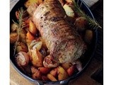 {Holiday Recipe} Roasted Pork Loin with Rosemary Salt, Shallots, Potatoes, Carrots, and Parsnips