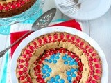 Brown Butter Captain America Shield m&m Chocolate Chip Cookie Cake