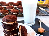 Brownie Sandwich Cookies with Peanut Butter Frosting