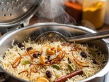 Neyychor (Special Ghee Rice) in a pressure cooker