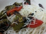 Asian Roast Bell peppers and Rice Noodle Salad