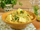 Spaghetti Salad with Tofu, Chickpeas and  Lemony Coriander dressing