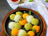 Tri-Color Mini Idlis / Vegetable Idli Recipe