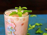 Watermelon Pudina Sweet Lassi / Watermelon Mint Yogurt Smoothie