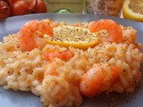 Risotto al limone, gamberi, scalogno e carota (Prawn, Lemon, Shallots and Carrot Risotto)